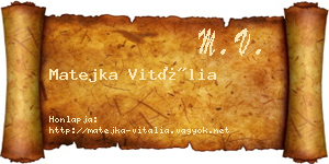 Matejka Vitália névjegykártya